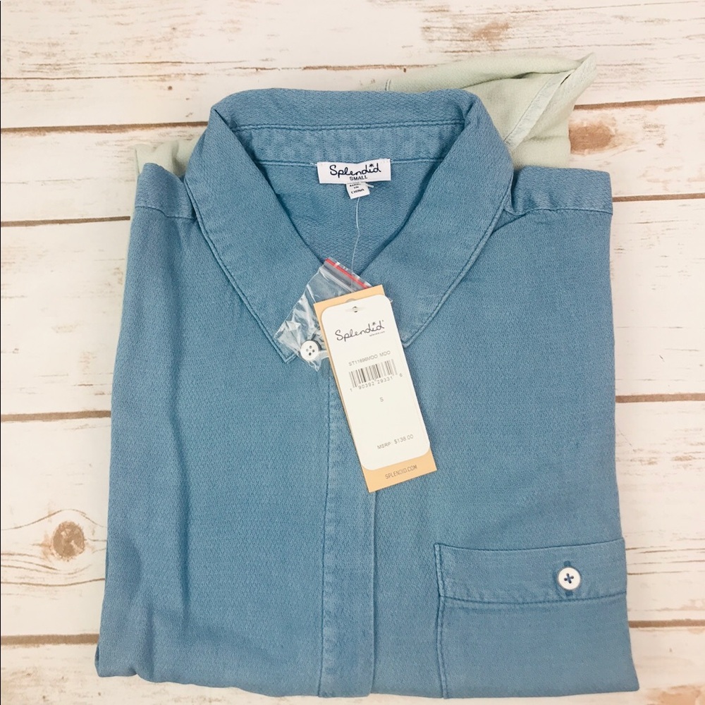 Splendid By Anthropologie Ombré Button Down Shirt - Picture 8 of 8